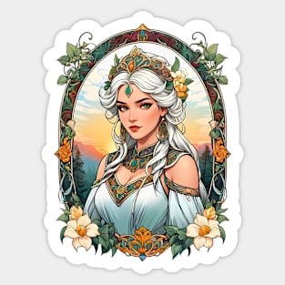 Queen Boudica folklore art retro vintage floral design Sticker